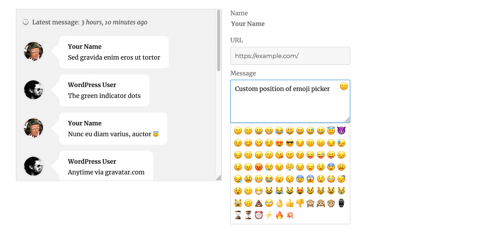 Screenshot showing custom position of emoji picker